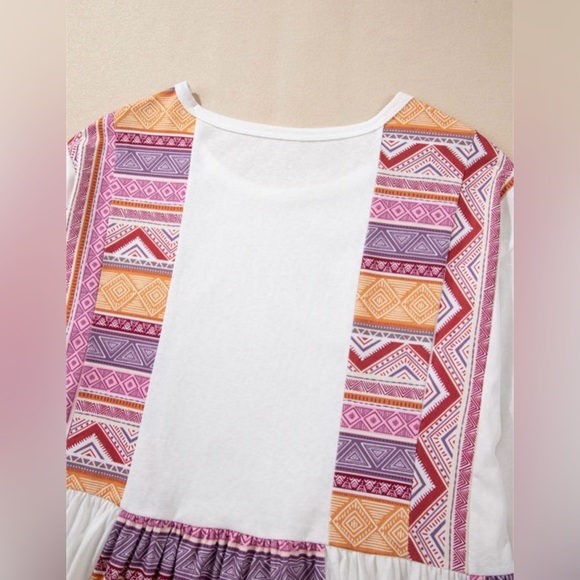 Bohemian White and Orange Tunic Top - Picture 5 of 15